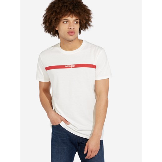 T-shirt męski biały Wrangler młodzieżowy z krótkim rękawem 