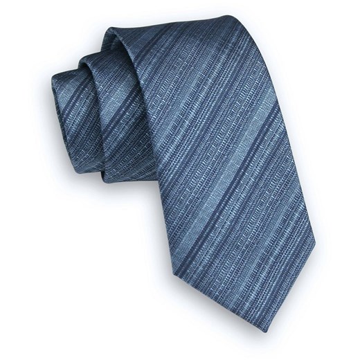 Niebieski Krawat -Angelo di Monti- 6 cm, Męski, w Paski, Prążki, Melanżowy KRADM1619 Angelo Di Monti   JegoSzafa.pl