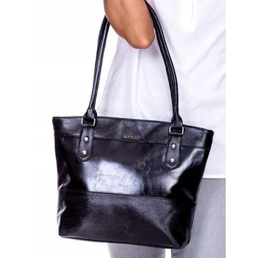 Shopper bag 4U Cavaldi granatowa bez dodatków ze skóry ekologicznej na ramię elegancka 