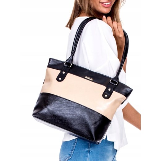Shopper bag 4U Cavaldi ze skóry ekologicznej bez dodatków na ramię 