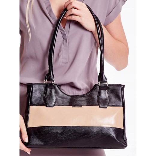 Shopper bag wielokolorowa 4U Cavaldi bez dodatków ze skóry ekologicznej na ramię elegancka 