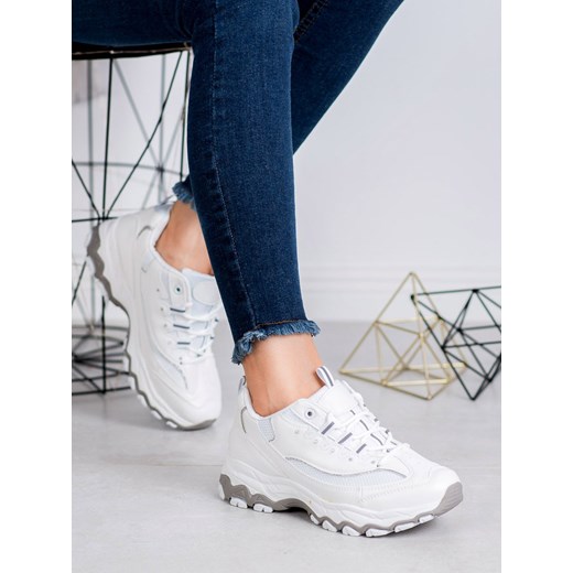 CzasNaButy buty sportowe damskie sneakersy casual białe sznurowane bez wzorów 