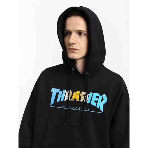 Thrasher bluza męska bawełniana czarna z napisami w stylu młodzieżowym 