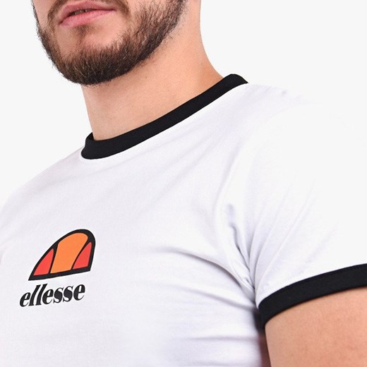 T-shirt męski Ellesse biały z napisami z krótkimi rękawami 