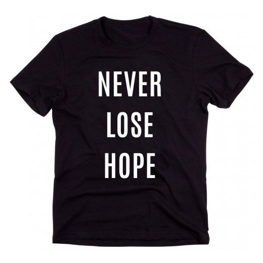 Czarny Klasyczny T-shirt "NEVER LOSE HOPE"