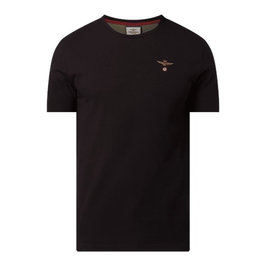 T-shirt męski Aeronautica Militare czarny z krótkim rękawem 