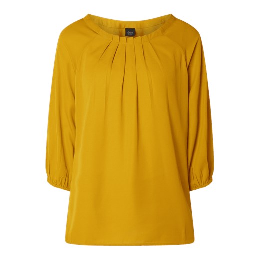 Bluzka damska S.oliver Black Label żółta z długim rękawem z okrągłym dekoltem 