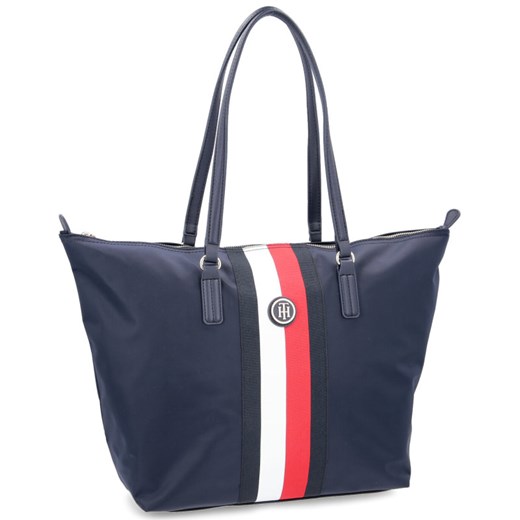 Shopper bag Tommy Hilfiger bez dodatków na ramię 