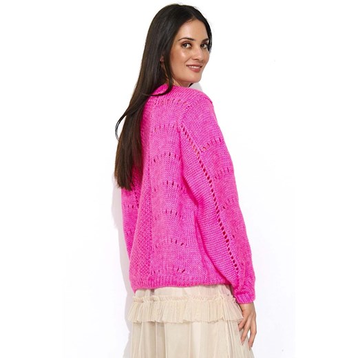 Różowy sweter damski Makadamia wełniany 