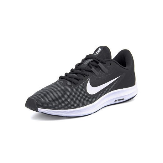 Buty sportowe damskie czarne Nike dla biegaczy downshifter płaskie bez wzorów sznurowane 