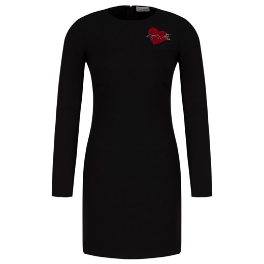 Sukienka Red Valentino mini czarna prosta z długimi rękawami 