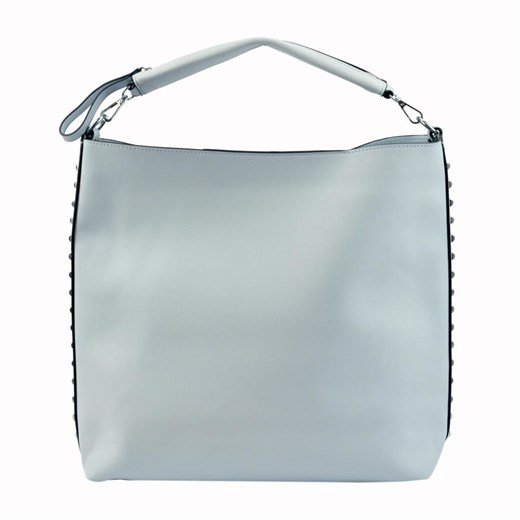 Shopper bag Glamour niebieska duża matowa z aplikacjami 