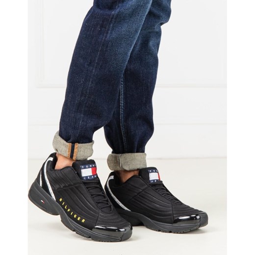 Czarne półbuty męskie Tommy Jeans sznurowane casual na jesień 