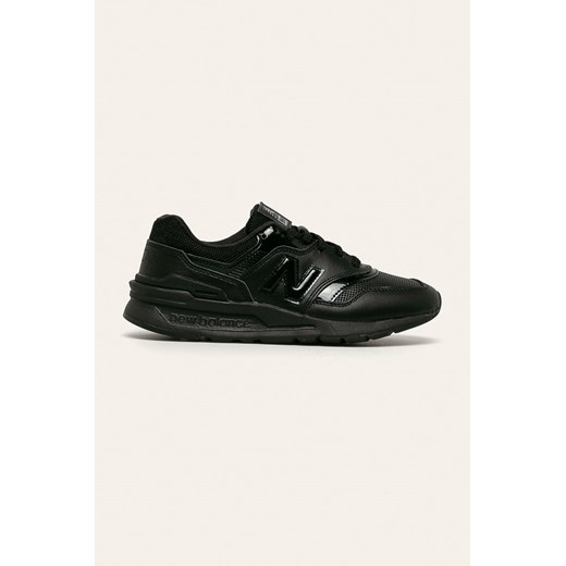 Buty sportowe damskie czarne New Balance w stylu casual skórzane bez wzorów sznurowane 