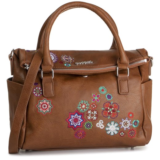 Shopper bag brązowa Desigual w stylu boho do ręki 