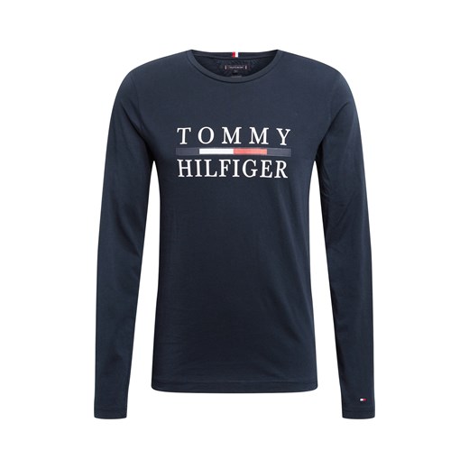 Tommy Hilfiger t-shirt męski z długim rękawem granatowy z napisami 