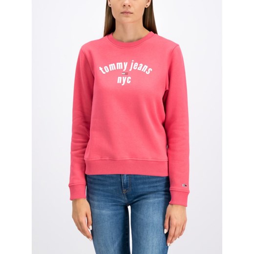 Bluza damska różowa Tommy Jeans młodzieżowa z napisami krótka 
