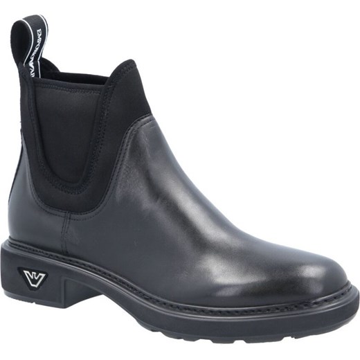 Botki Emporio Armani na jesień bez zapięcia skórzane