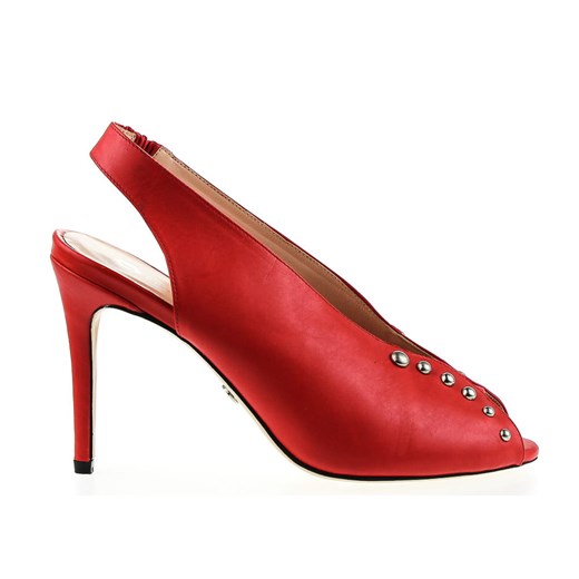 Czerwone sandały damskie Victoria Gotti z aplikacją eleganckie na szpilce 