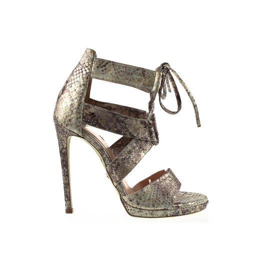 Victoria Gotti sandały damskie sznurowane na szpilce skórzane eleganckie w zwierzęce wzory 