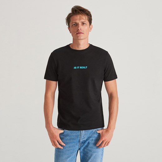 Reserved - T-shirt z bawełny pima - Czarny  Reserved S 