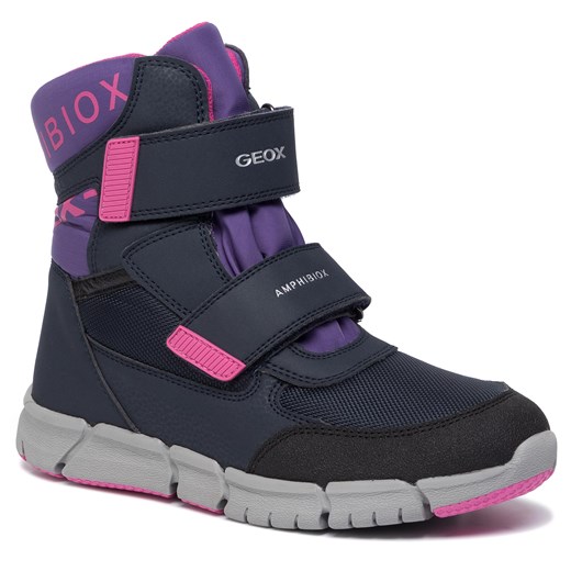 Wielokolorowe buty zimowe dziecięce Geox na rzepy bez wzorów śniegowce 