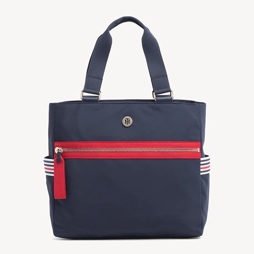 Shopper bag Tommy Hilfiger bez dodatków granatowa na ramię 