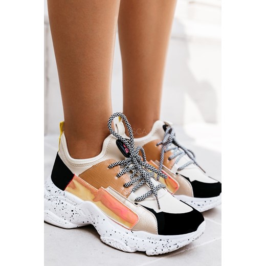 Buty sportowe damskie do fitnessu wielokolorowe młodzieżowe sznurowane z tworzywa sztucznego 