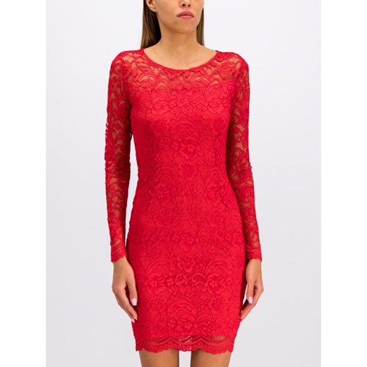 Sukienka Guess wiosenna czerwona koronkowa 