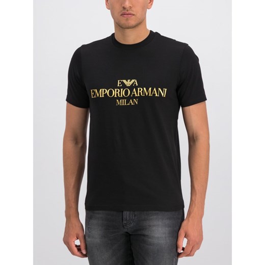 T-shirt męski Emporio Armani czarny młodzieżowy na wiosnę 