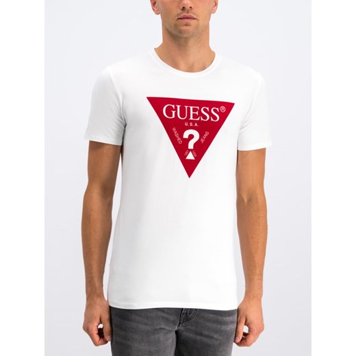 T-shirt męski Guess biały z krótkim rękawem z napisami 