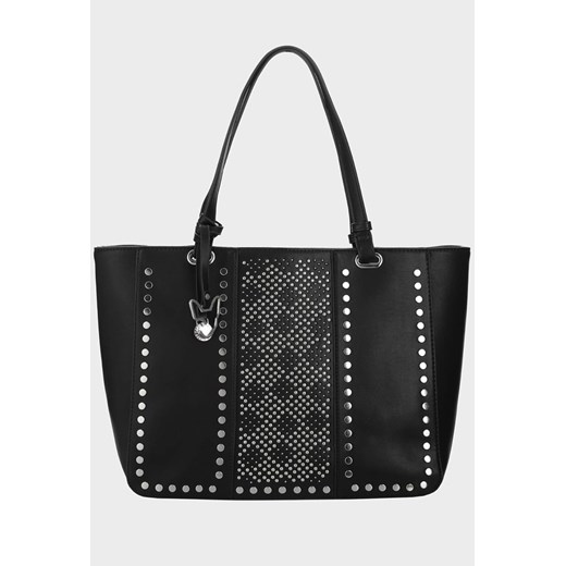 Shopper bag czarna Femestage bez dodatków elegancka ze zdobieniami na ramię 