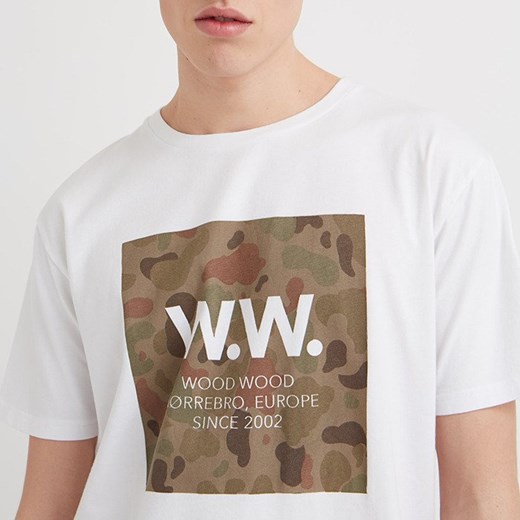 T-shirt męski Wood w nadruki wielokolorowy z krótkimi rękawami 