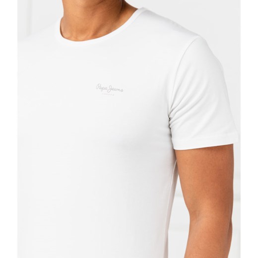 T-shirt męski Pepe Jeans beżowy z krótkim rękawem casualowy 