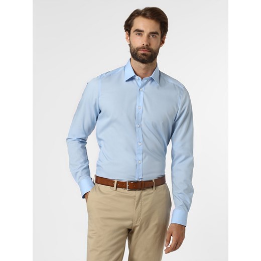 Finshley & Harding Koszula męska z bardzo długim rękawem Mężczyźni Slim Fit Bawełna jasnoniebieski jednolity kołnierzyk kent ze sklepu vangraaf w kategorii Koszule męskie - zdjęcie 73421796