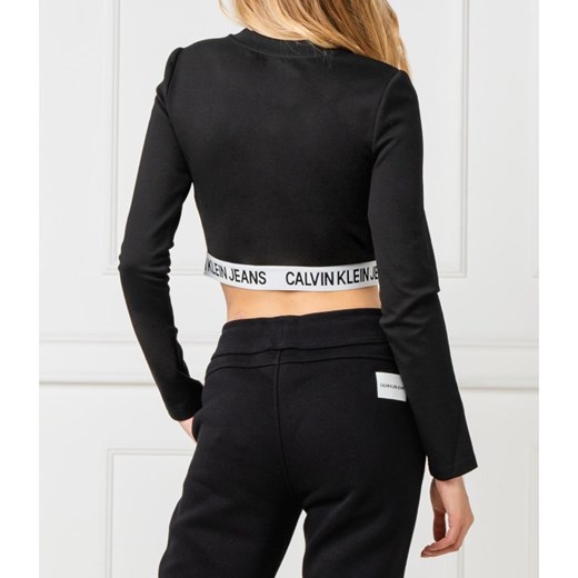 Bluzka damska Calvin Klein casual czarna z długim rękawem na jesień 