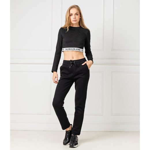 Calvin Klein bluzka damska casual czarna z długim rękawem na jesień 
