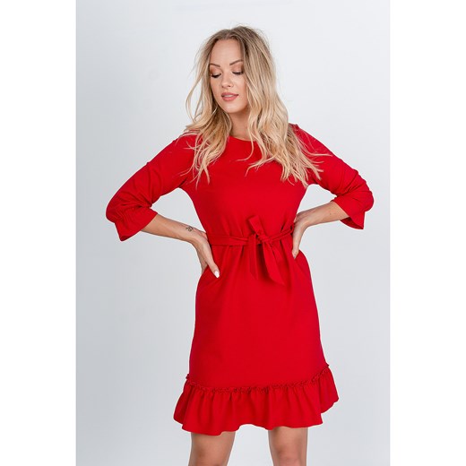 Czerwona sukienka Zoio elegancka z elastanu 