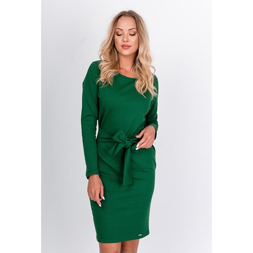 Zielona sukienka z wiązanym paskiem  Zoio M zoio.pl okazyjna cena 