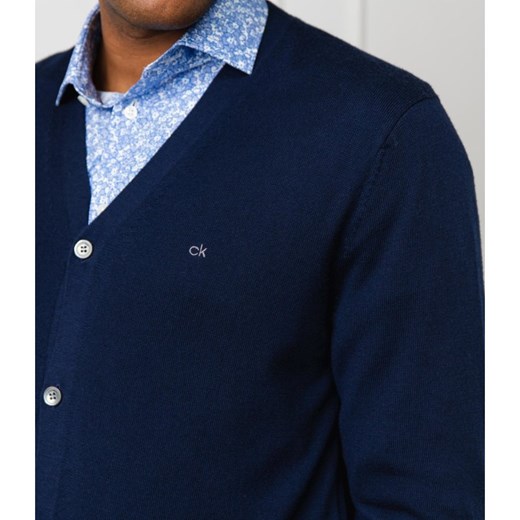 Sweter męski niebieski Calvin Klein w serek 