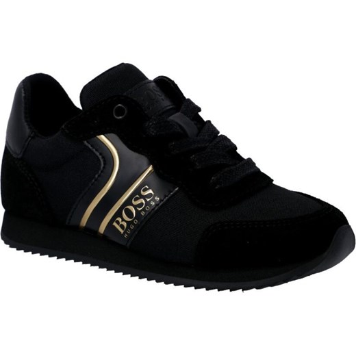 Buty sportowe dziecięce Boss czarne sznurowane skórzane 