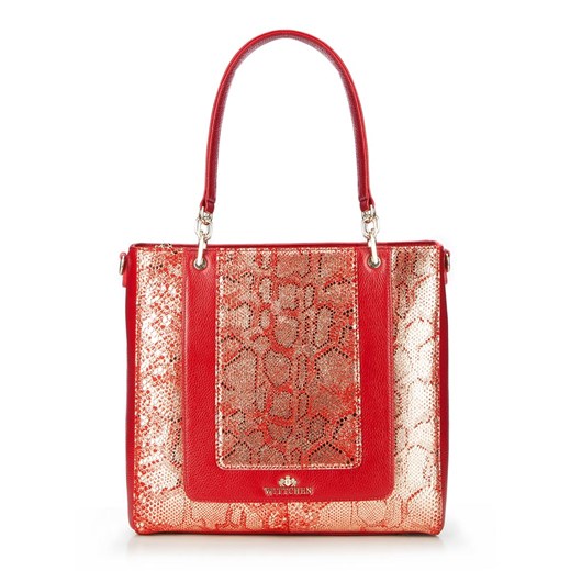 Shopper bag czerwona Wittchen z nadrukiem bez dodatków 