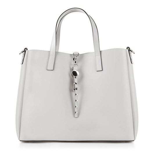 Shopper bag Wittchen ze zdobieniami biała elegancka mieszcząca a7 z aplikacjami 
