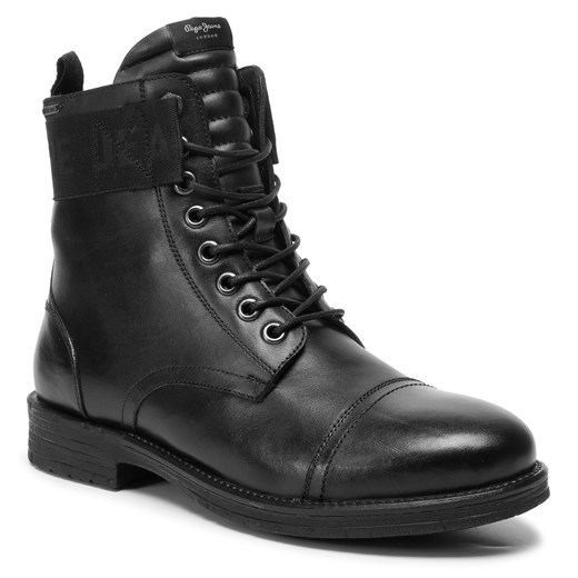 Buty zimowe męskie Pepe Jeans sznurowane czarne w stylu militarnym 