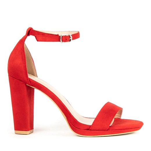 Czerwone sandały na słupku Shannon - Obuwie  Royalfashion.pl 41 