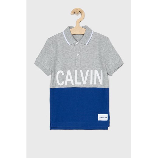 T-shirt chłopięce szary Calvin Klein z krótkim rękawem na lato 