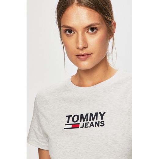 Bluzka damska Tommy Jeans z okrągłym dekoltem bez wzorów 