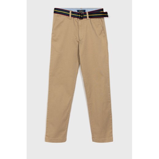 Spodnie chłopięce Polo Ralph Lauren beżowe z elastanu 