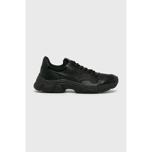 Czarne buty sportowe męskie Calvin Klein sznurowane skórzane 