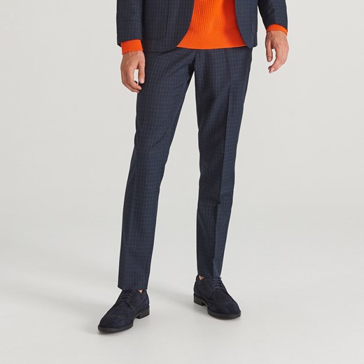 Reserved - Spodnie garniturowe w kratę - Granatowy  Reserved XL 